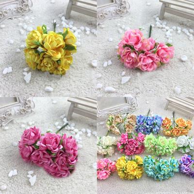 6Pcs Artificial Silk Fake Flowers Floral Wedding Bouquet Party Home Decoration