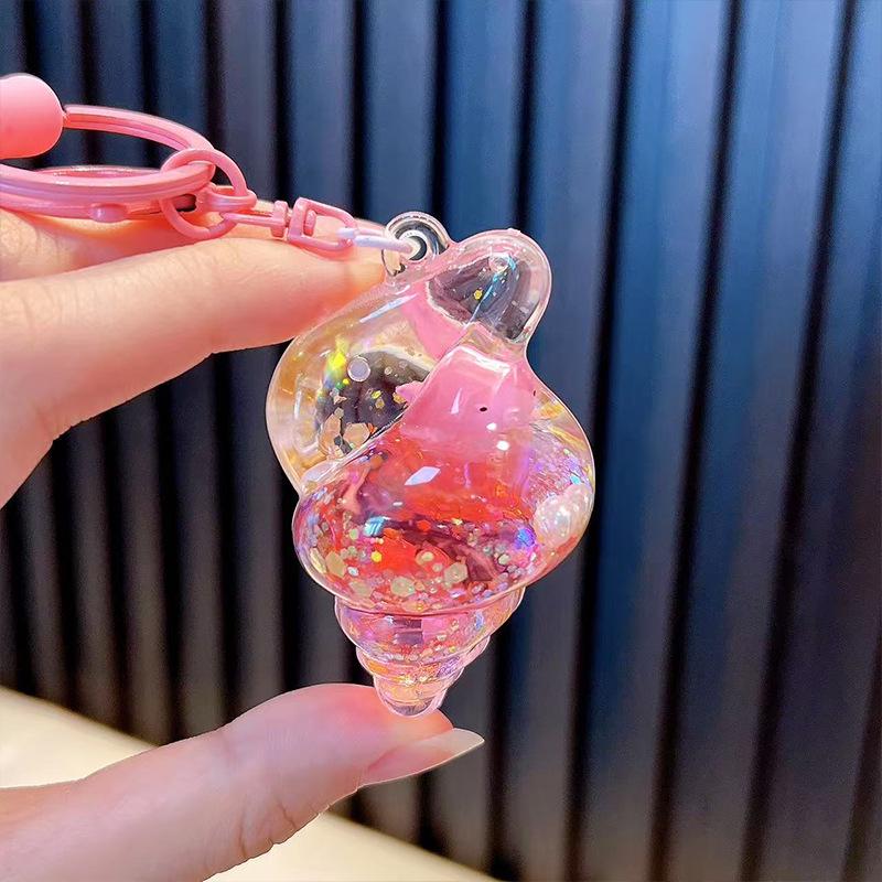 Snäcka Sand Flytande Flaska Nyckelring - Söt Docka Prydnad Hänge