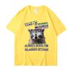 Ja, ich bin ADHS Meme Grafik T-Shirt Herren Damen Waschbär Opossum Retro Kurzarm Übergroß Baumwolle Lässig Cool T-Shirt Streetwear