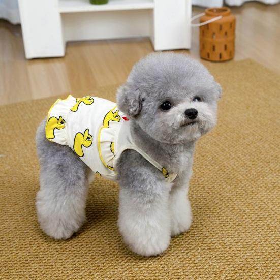 Dog Slip Dress Breathable Summer Yellow Duck Print Ruffle Pet Sleeveless Dress Pet Costume Outfit Apparel for Small Dogs