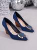 Women's Spring Suede Wedge Heels: French Style, Low-Cut, Metal Buckle, Professional Look