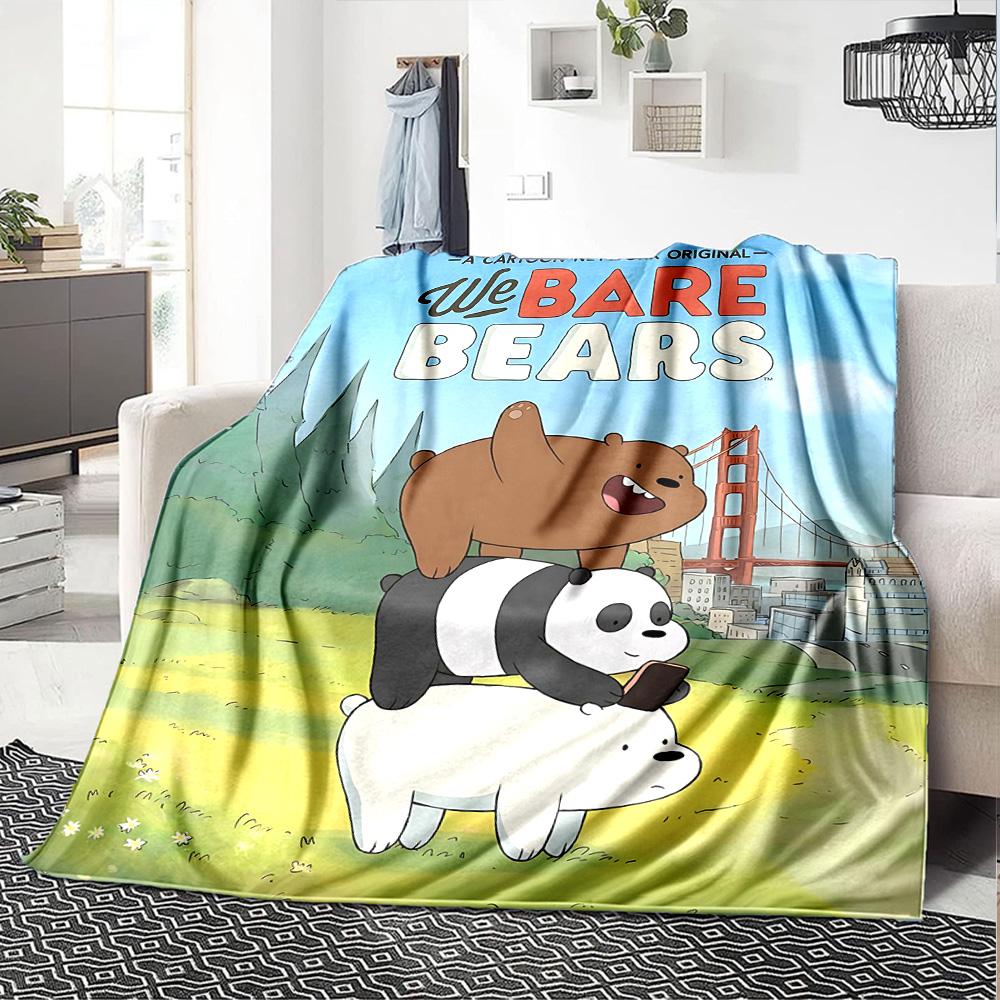 Bare Bears Adventure Flannel Blanket Super Soft Warm Cozy Blanket For Sofa Bed Office Travel Allseason Home Decor Gift