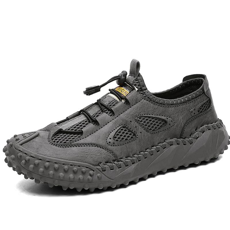 

Літнє дихаюче повсякденне взуття на відкритому повітрі, чоловічі кросівки, протиковзкі кросівки, взуття для прогулянок, мокасини, чоловіче взуття 46 сірий колір