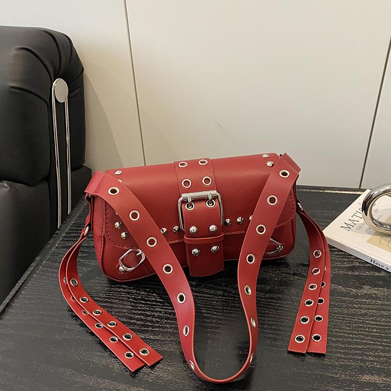 Fashion Rivet Handbag 2026 Chic Motorcycle Single Shoulder Bag Small Design Casual Minimalist Crossbody Square Bag KTB