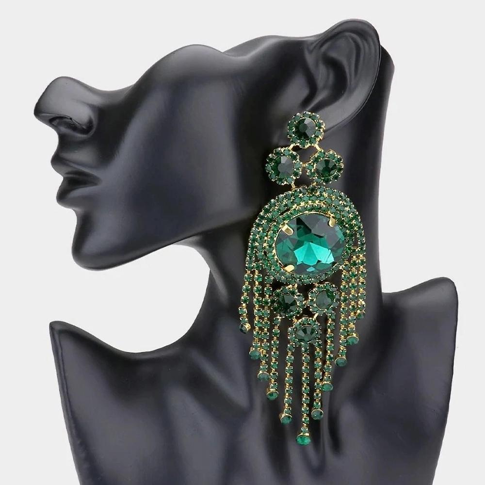 Stonefans Exaggerated Colorful Earrings Oversize Accessories for Women  Party Queen Crystal Tassel Dangle Earrings Jewelry