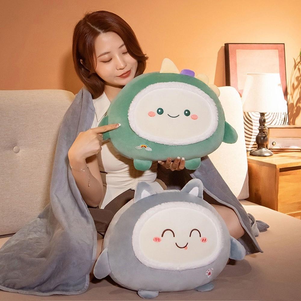 Cute Cartoon Air Conditioning Blanket Portable Sofa Back Cushion New Office Nap Cushion Blanket