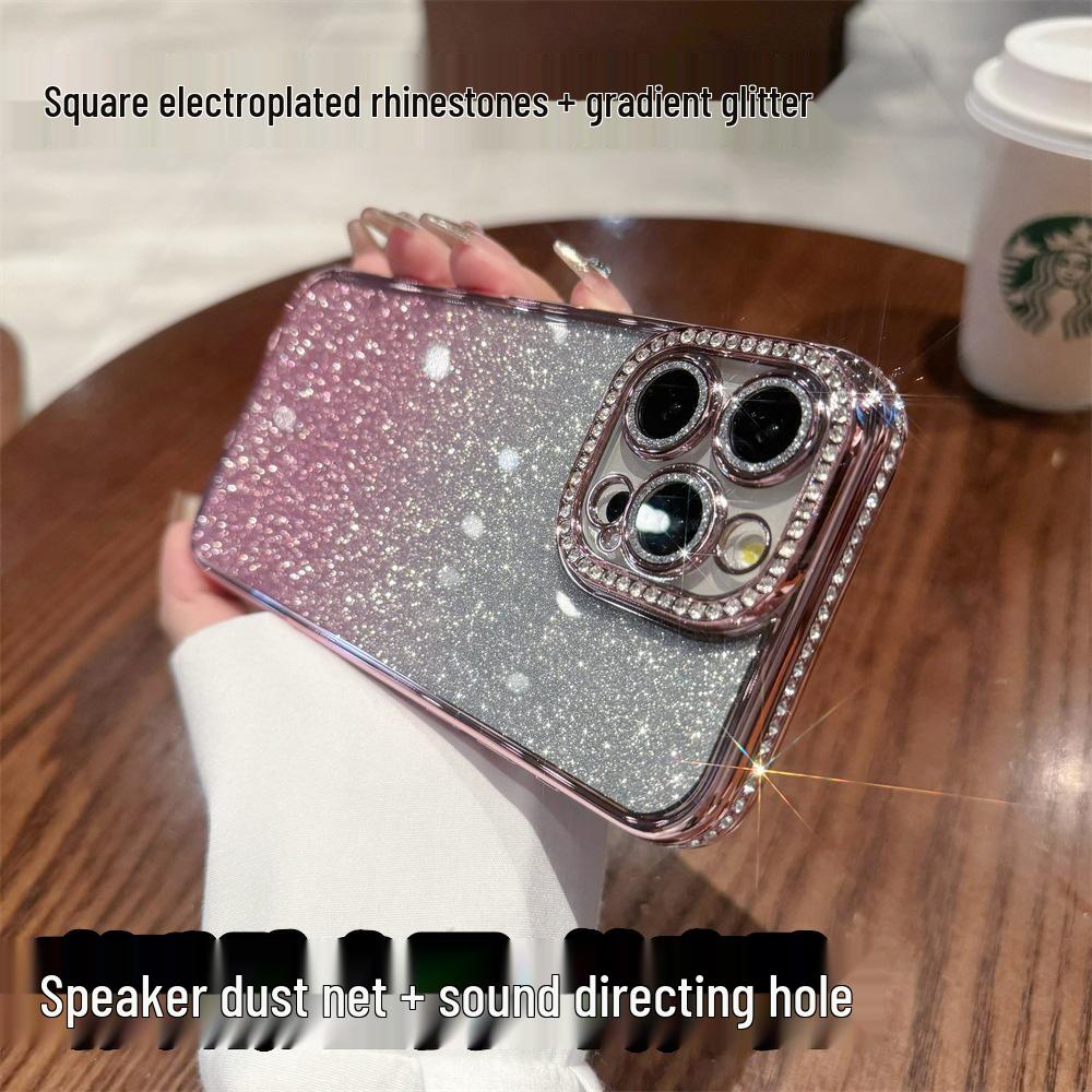 iPhone 16/17 Pro Max Glitter Rhinestone Gradient Protective Case - Full Coverage