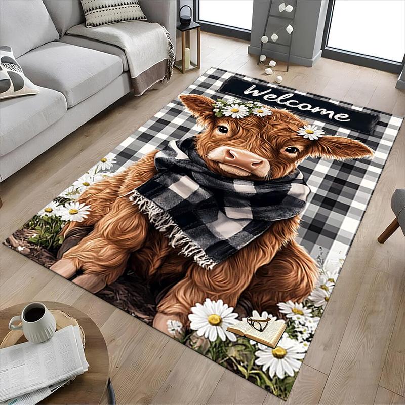 1PC cow, daisy Carpet Office Rug Mat Home Decor Area Carpet Festival Gift Office desk chair carpet Longlasting Material