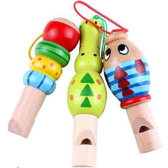 3PCS Cartoon Wooden Animal Whistles Kids Musical Toys Montessori Educational Birthday Gifts Party Favors Noise Makers