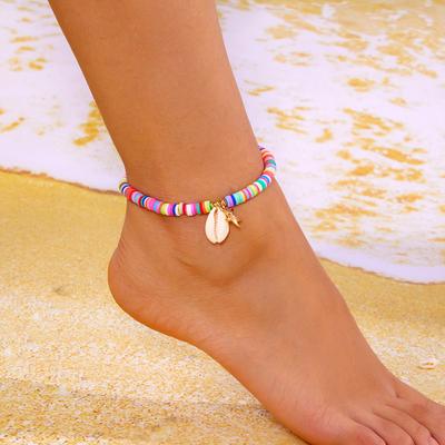 Neuer Seestern Muschel Weiche Keramik Fußkettchen Für Frauen, Sommer Strand Serie Modischer Und Vielseitiger Schmuck Geschenk