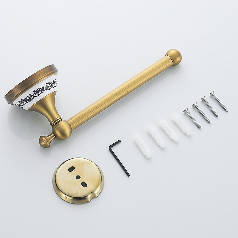 Antique Brass Gold Wall Mounted Toilet Paper Roll Holder, Toilet Paper Roll Dispenser Simple Rod Type Toilet Roll Holder EL3186Z