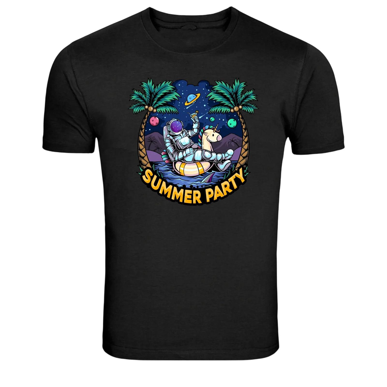Astronaut Summer Party Space Vacation Graphic T Shirt L