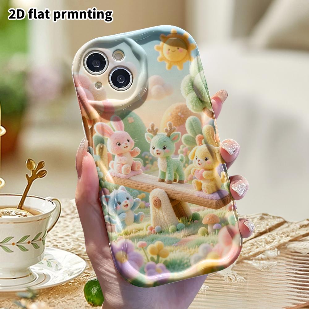 Phone Case: 2D flat, suitable for iPhone 18 17 16 15 14 13 12Pro protective case, forest seesaw, perfect Christmas and Halloween holiday gift