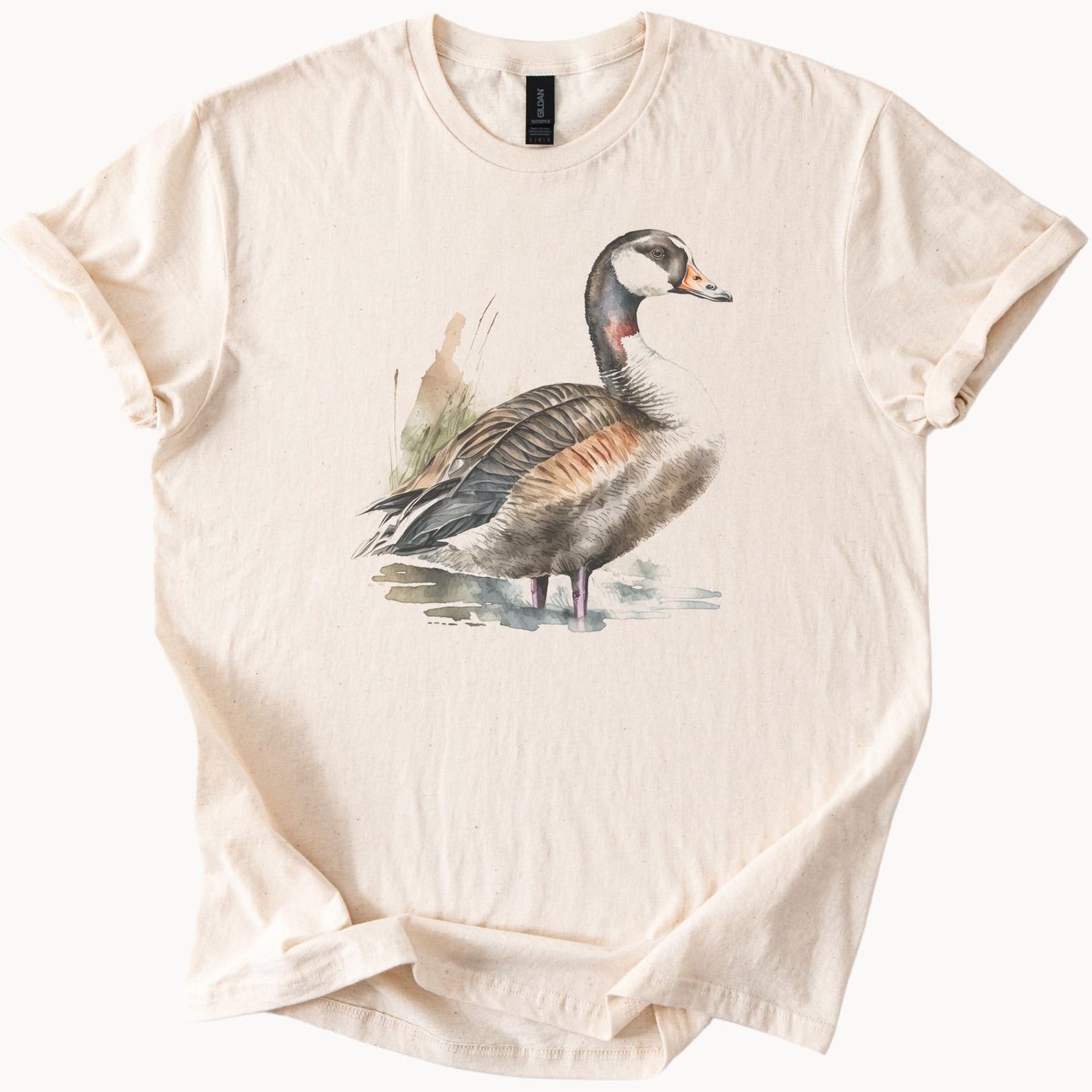 Goose Waterfowl Graphic T Shirt Nature Bird Illustration Wildlife Animal Art Tee Artistic Goose Drawing Unique Outdoor Gift Shirt 100