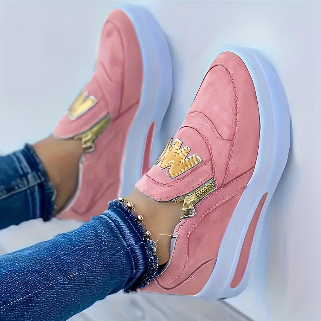 Big Size Sports Single Shoes Muffin Flat Bottom Side Zipper Color Casual Sneakers