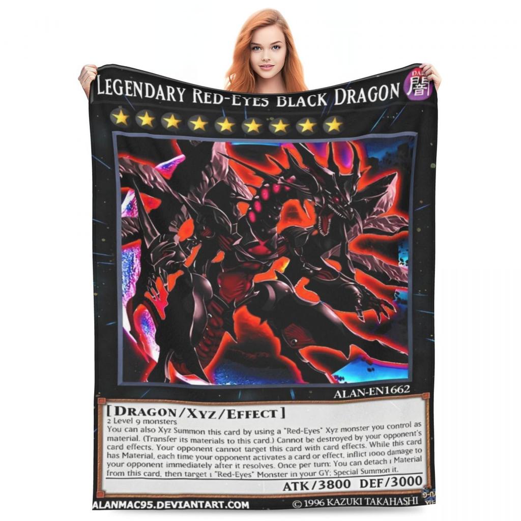 Anime Yu Gi Oh Card Blankets Blue Eyes White Dragon Cartoon Plush Novelty Soft Throw Blankets for Home Restaurant Spring Autumn