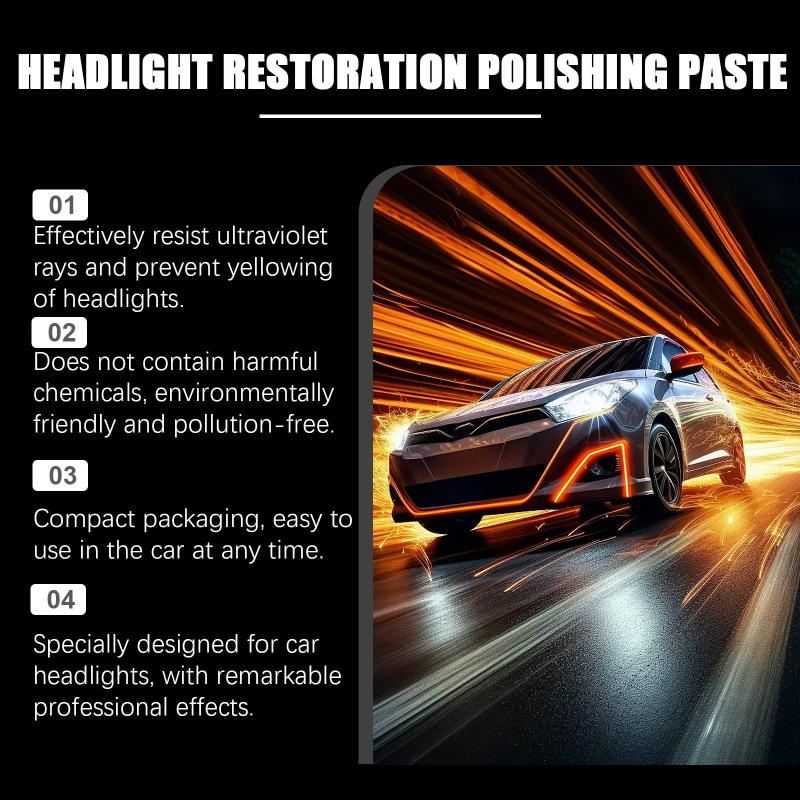 Auto Headlight Repair Paste Removes Discoloration and Oxidation Polishes Lenses for Clearer Brighter Roadside Visibility