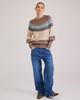 European & American Retro Patchwork Knit Sweater - Autumn/Winter, Round Neck, Long Sleeve