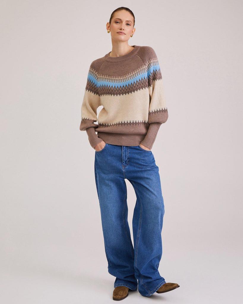 European & American Retro Patchwork Knit Sweater - Autumn/Winter, Round Neck, Long Sleeve