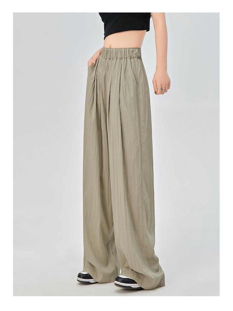 

Женские весенние брюки Ice Silk с высокой талией и широкими штанинами, со складками XL (65-75 kg)