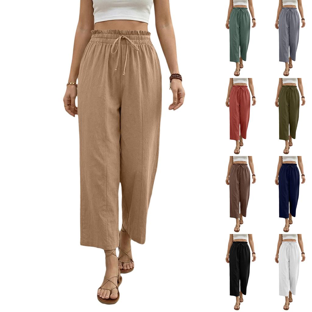 Womens Palazzo Pants Summer Casual Flowy Wide Leg Trousers Beach Travel Vacation Outfits