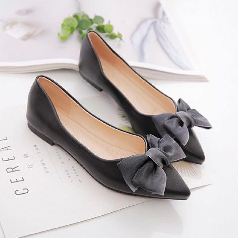 Women's Soft Sole Spring Summer Shoes Pointed Toe Spoon Shoes Shallow Soft Leather Flat Hundred Shoes