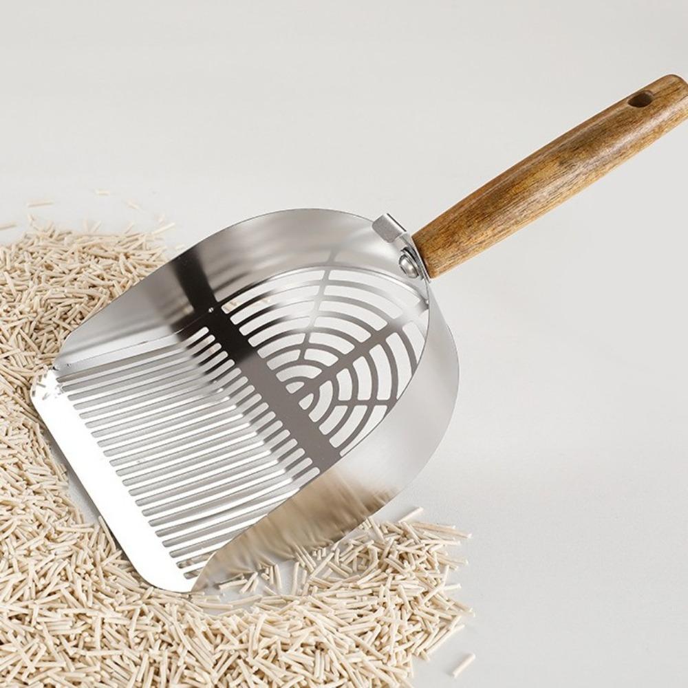 Stainless Steel Cat Litter Shovel Anti-slip Cat Poop Scooper Cat Toilet Scoop  Pet Cleaning Tools