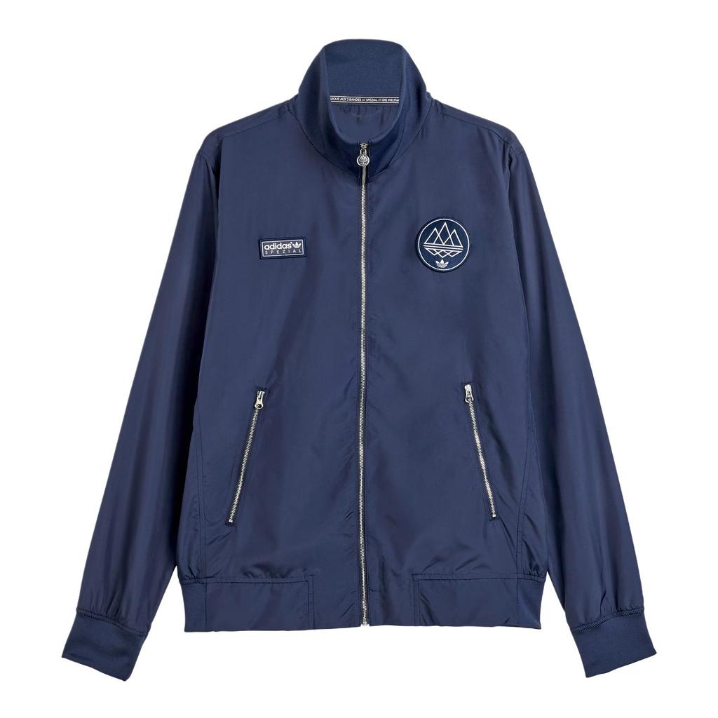 Adidas Originals Hudswell Spzl Módní minimalistická bunda na zip s dlouhým rukávem Pánská bunda Tmavě námořnická modř JN5435