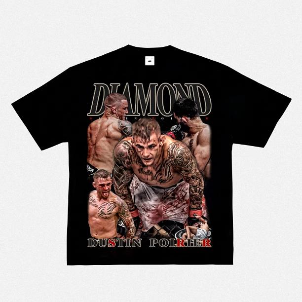 2025 New Fashion 100% Cotton Men T-shirt Fight Y2k Printing Short Sleeve American Retro Small Neckline Fighting Top Retro Top