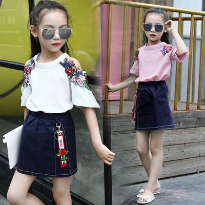 Toddler Baby Kids Girl Clothes Floral Tops Short Sleeve T-Shirt Mini Button Leather Skirt Summer Spring Outfits 2Pcs Set