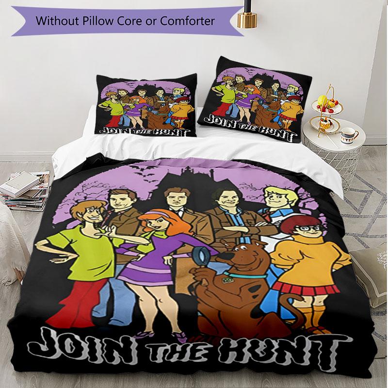 3pcs Duvet Cover Set (1*Duvet Cover + 2*Pillowcase, Without Core), Scooby Print Soft All‑Season Bedding Set, Home Bedroom Decor Gift