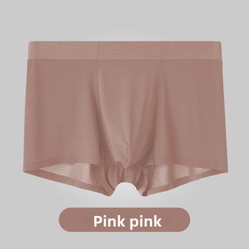 Men's Summer Thin Hollow Antibacterial Mesh Ice Silk No Trace Transparent Flat Angle Underwear