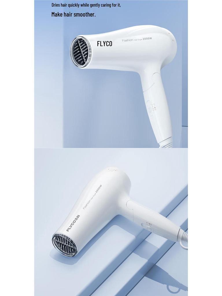 Flyco High Power Foldable Hair Dryer with Negative Ions for Damage-Free Quick Drying