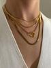 GHIDBK Minimalist Stainless Steel 1mm 2mm 4mm Flat Snake Chain Hollow Heart Pendant Necklace for Women Fashion Stackable Zircon