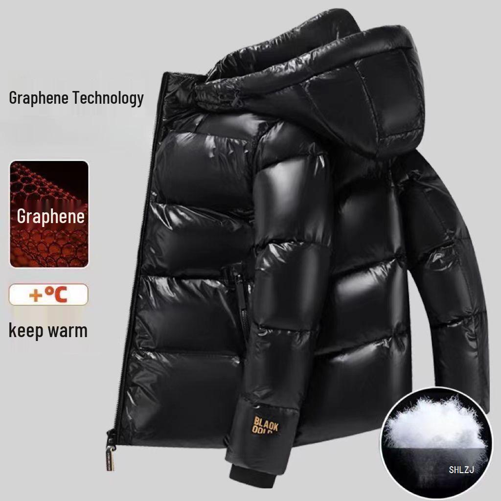 2024 Graphene Lined Down Jacket: Top Heat Storage, Warm, Waterproof, Anti-down, Black Tech Fabric.
