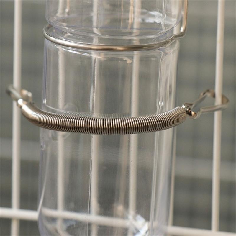 Small Pet Cage Water Bottle Spring Stand for Drinking Bottle Water Feeders StainlessSteel Clip On Stand for Pet Cage
