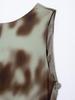 2025 Spring Women's European & American Pleated Print Sleeveless Midi Dress