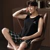 Mens Modal Cool Pajamas Set Summer Round Collar Shorts Modal Nightwear Fashion Gentleman Elegant Sleepwear