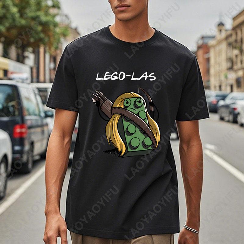Funny Anime Cartoons Lego-las Printed T-shirt Humor Style Summer Fashion Short-sleev T Shirt Y2k Streetwear Cotton Tee Camisetas