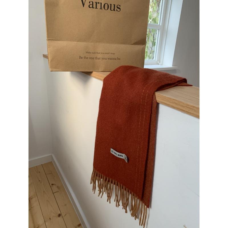 

Export to Russia 100% wool! Double-sided solid color scarf autumn and winter warm scarf, high-end pure wool 30*180CM