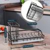 Kitchen Sink Sponge Holder with Drip Tray Stainless Steel Sink Caddy Organizer Non-Slip Pads Countertop Storage for Sponges Dish Soap Brushes