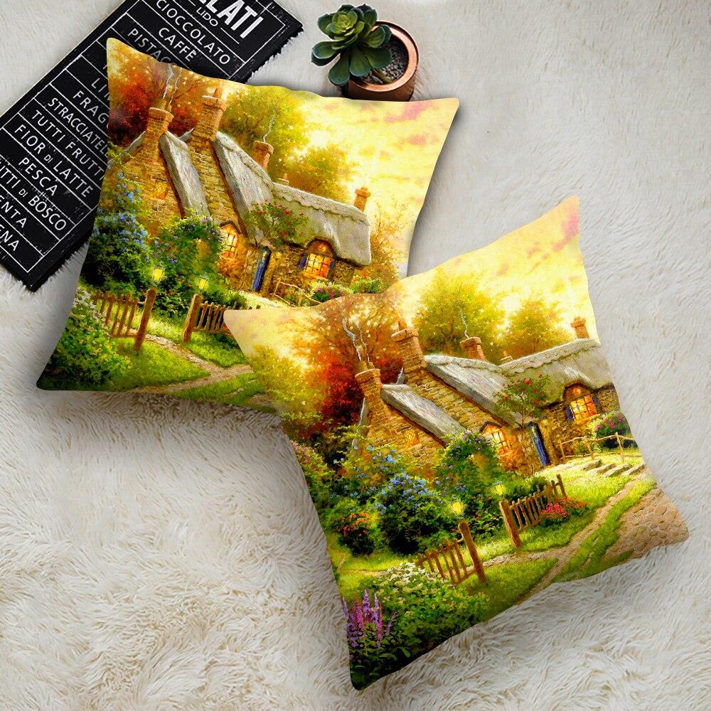 Buy American Country Vintage Cushion Cover Single Sided Print Polyester
