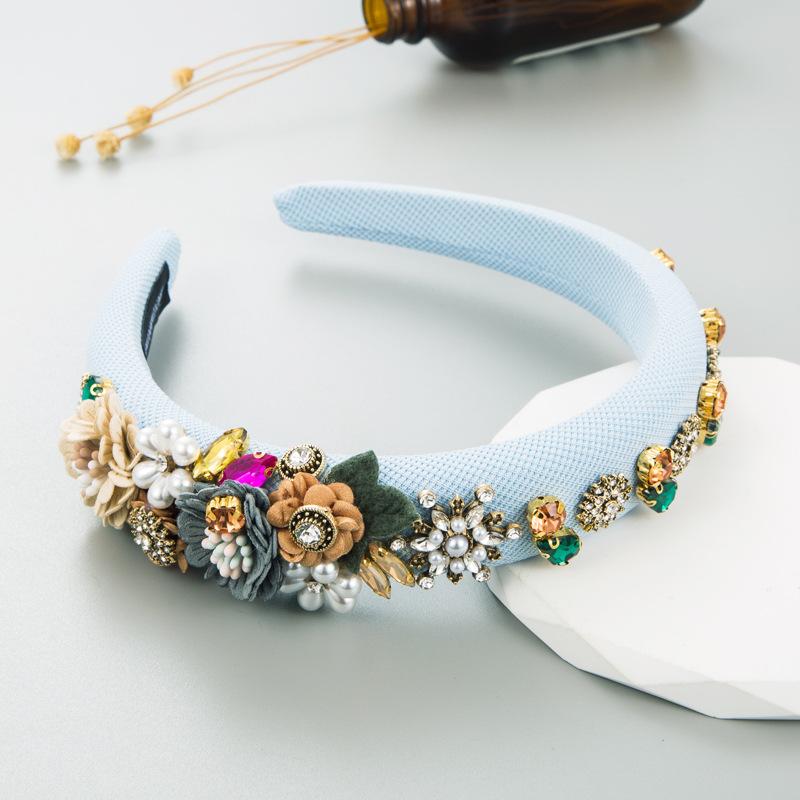 Luxury Pearl Fabric Flower Sponge Headbands Hair Accessories For Women Party Rhinestone Hairband Hair Band Hoop Girl Headwear