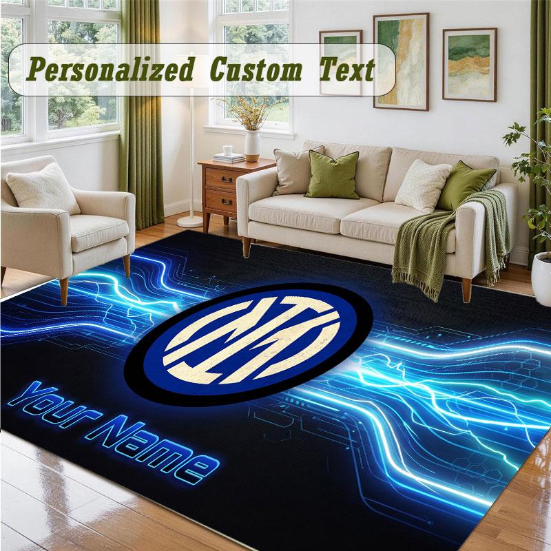 Crystal Velvet Square Rug Custom NameInter Milan Pattern Non Slip Home Floor Decor Rug