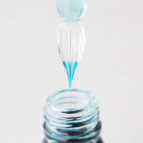 Herbin G.LALO Glass Pen, Handcrafted Tsumugi Blue & Mini Ink Deep Blue (10ml) Set, Founded In 1670 by a Traditional French Brand. Includes a Card and