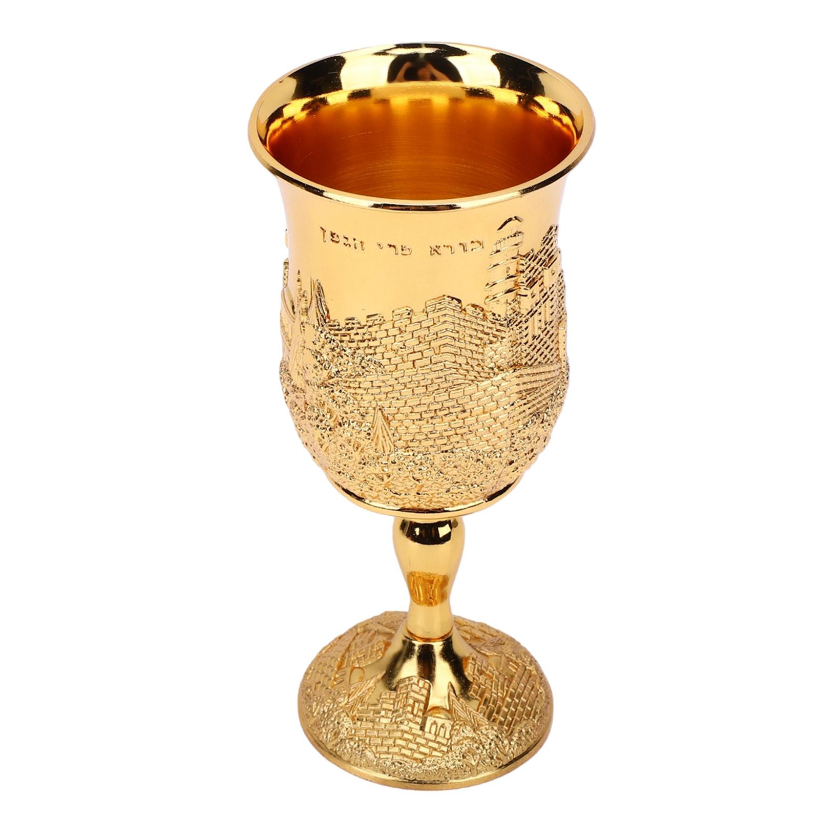 

Kiddush Cup Set European Multifunctional Vintage Stemmed Wine Cup and Plate for Wedding Festivals