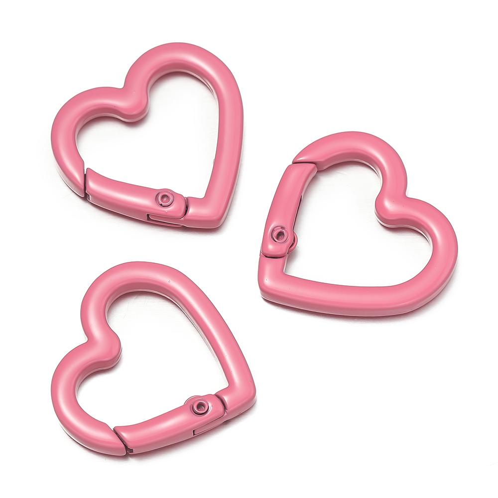 5pcs Metal Heart Spring Clasp Openable Love Shape Carabiner Keychain Clips Hook Dog Chain DIY Jewelry Buckles Connector