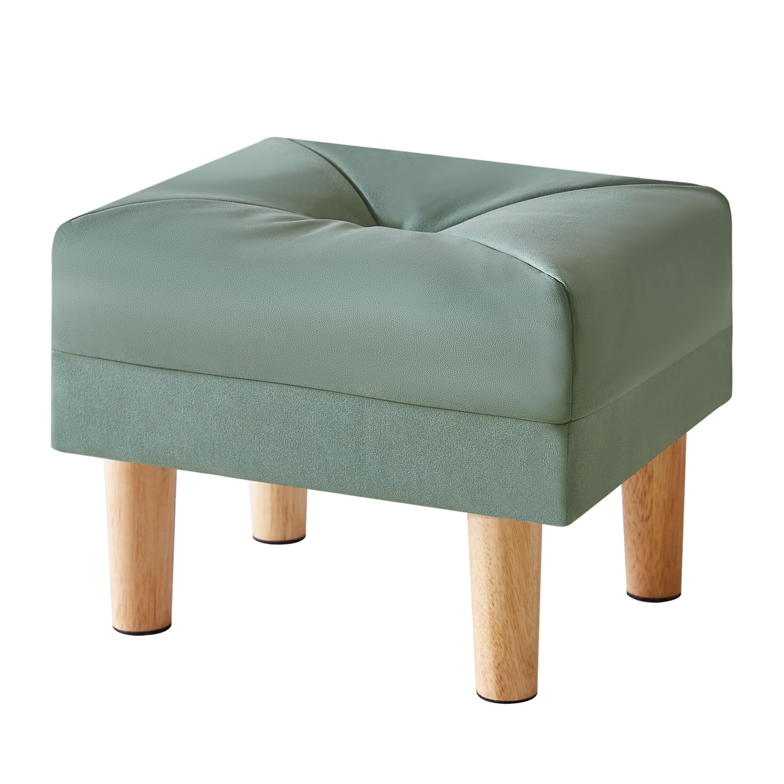 

YMYNY Маленький стул из технической ткани с мягкой губкой и деревянной обувной табуреткой для гостиной или зеленый пуфик, сиденье, подставка для ног, комната, спальня, прихожая, зелёный