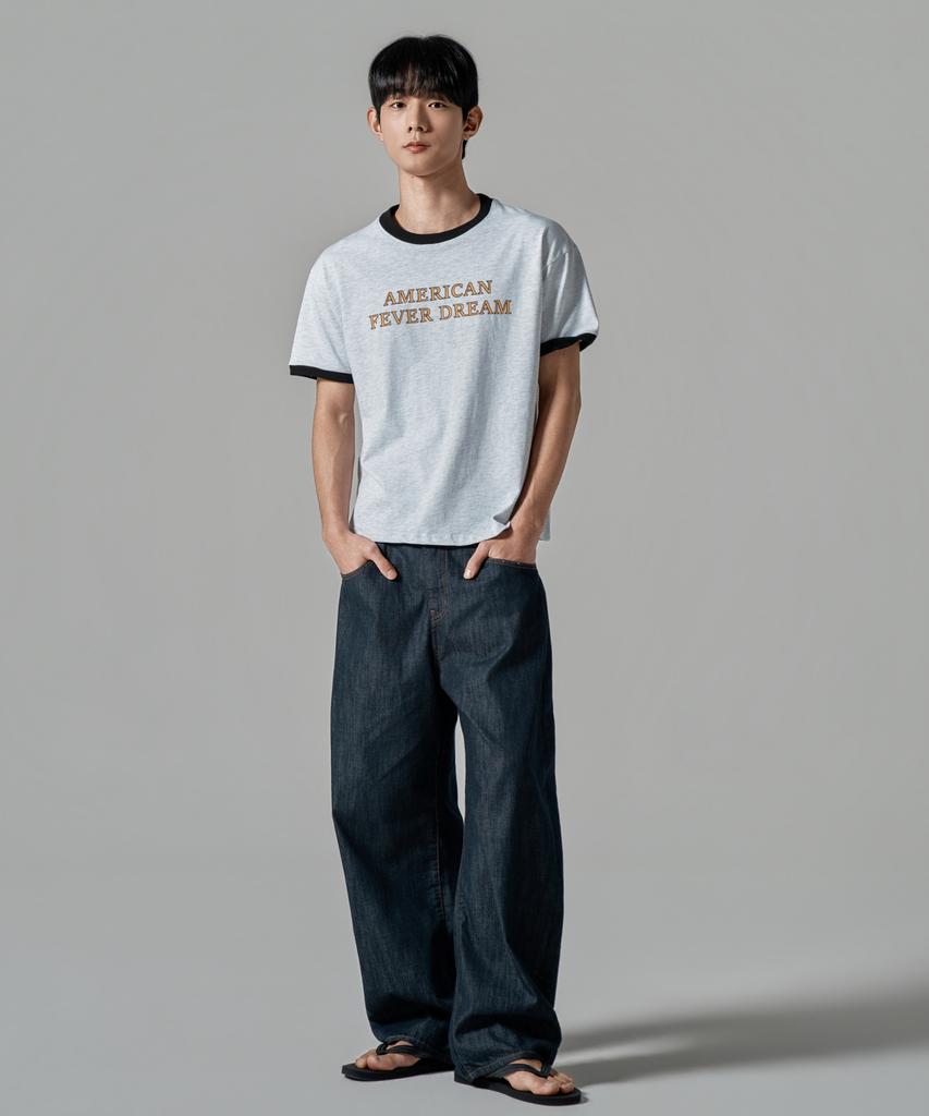WAAR M1090 Dream Fever Ringer Short Sleeve T-Shirt_White Melange