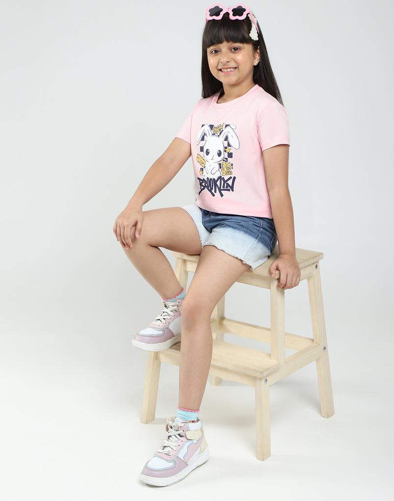 MONTE CARLO Girls Printed Round Neck Half Sleeve Tops Pack of 2